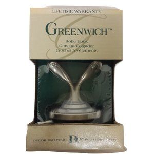 Greenwich Robe Hook Satin Nickel Finish NOS